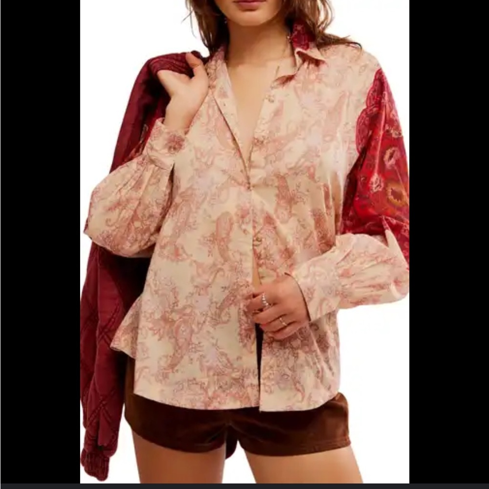 Free people Rosebud Paisley Print Cotton Button-Up Shirt